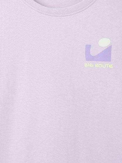 Boys Cotton Purple T-Shirt With Dark Blue Denim Washed Slim Fit Jeans