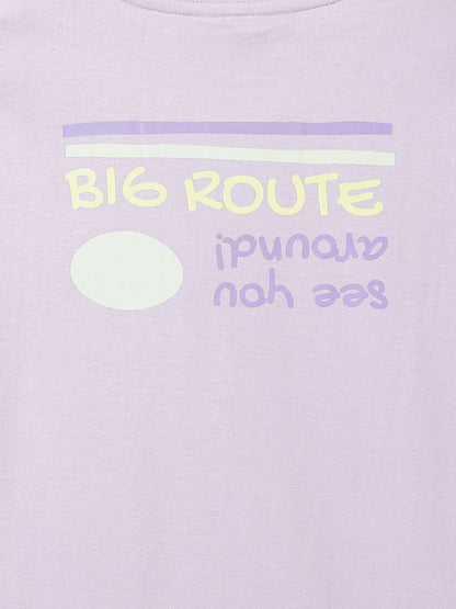 Boys Lilac Cotton Half Sleeves Print T-shirt