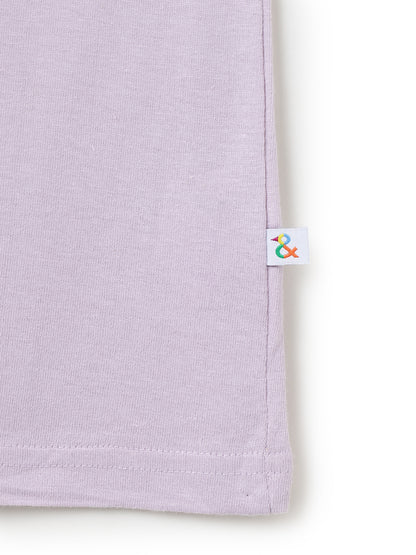 Boys Lilac Cotton Half Sleeves Print T-shirt