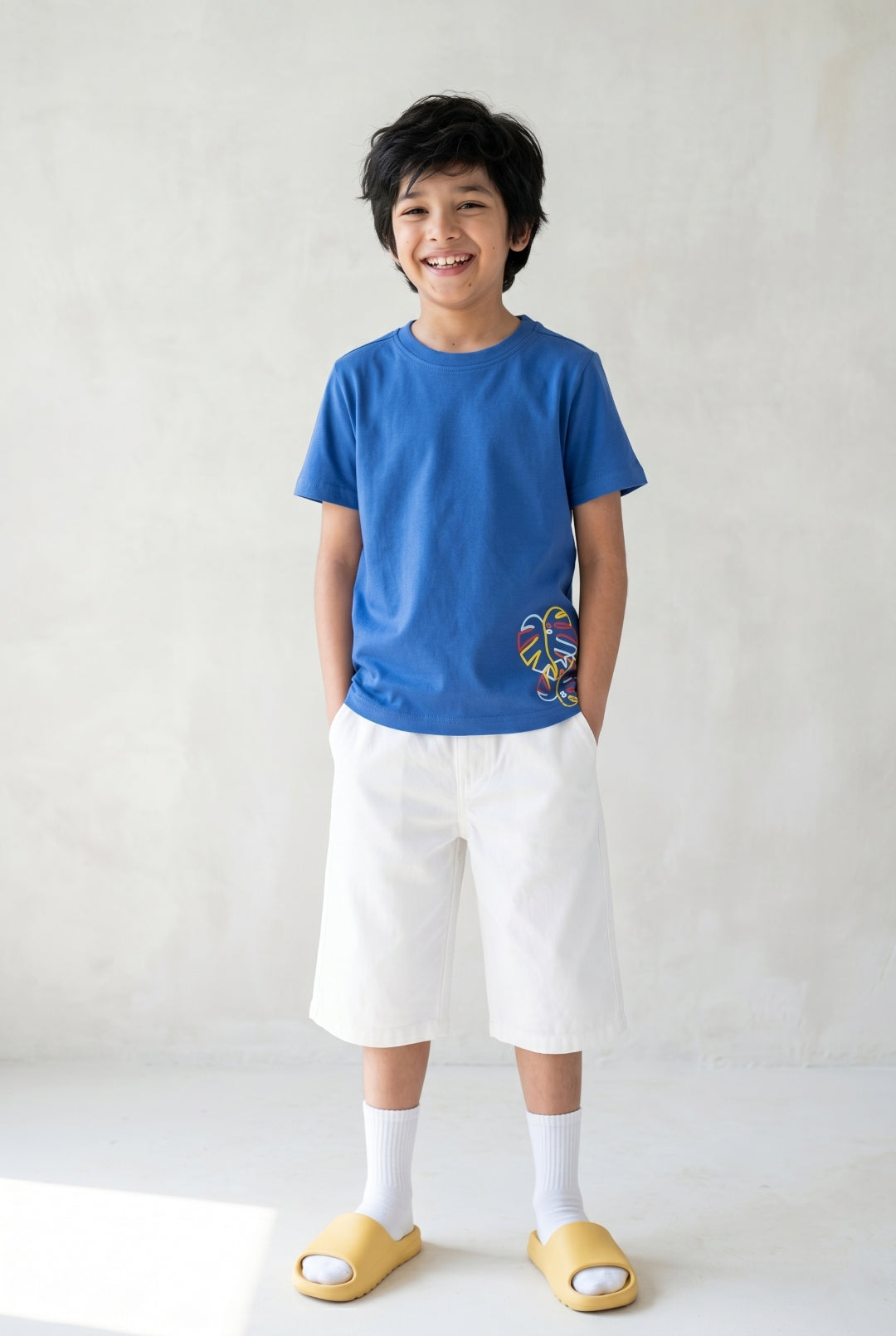 Boys Royal Blue Cotton Regular Printed T-shirt