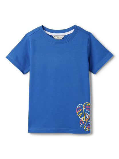 Boys Royal Blue Cotton Regular Printed T-shirt