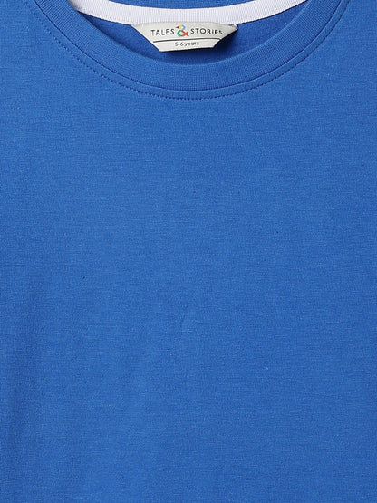 Boys Royal Blue Cotton Regular Printed T-shirt