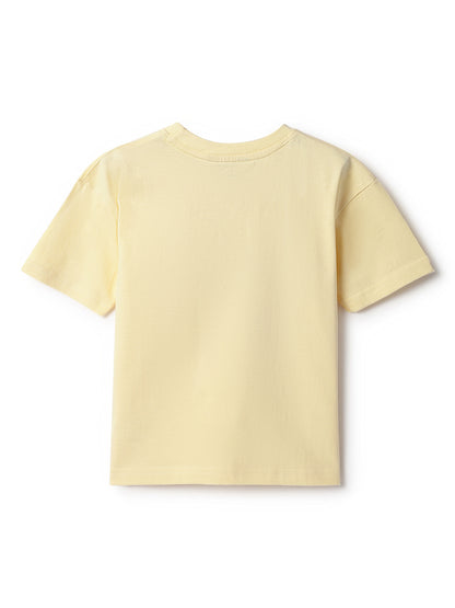 Boys Off White Cotton Print T-Shirt