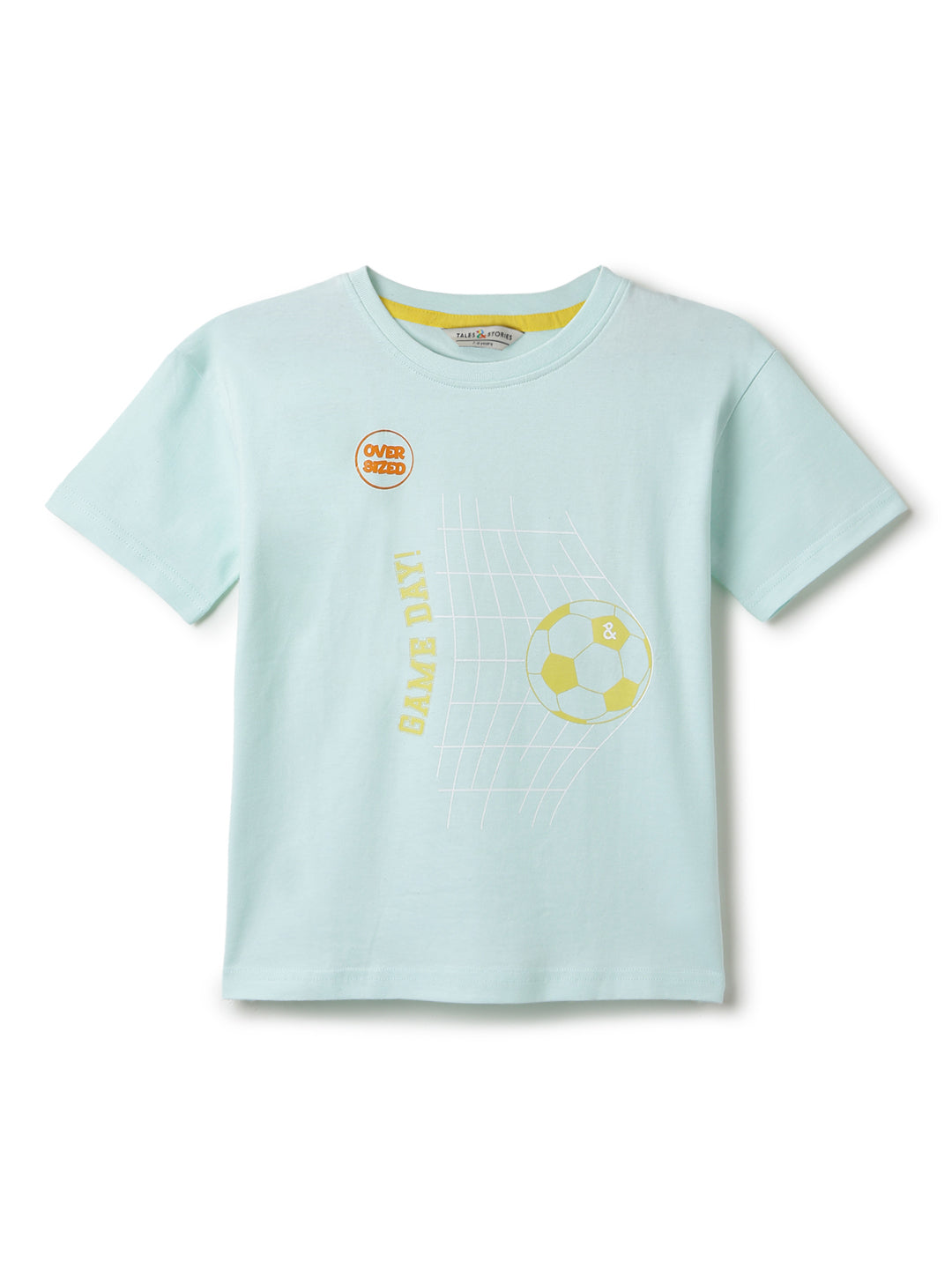 Boys Sky Blue 100% Cotton Printed T-shirt