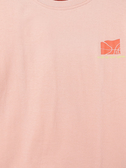 Boys Pink 100% Cotton Printed T-shirt