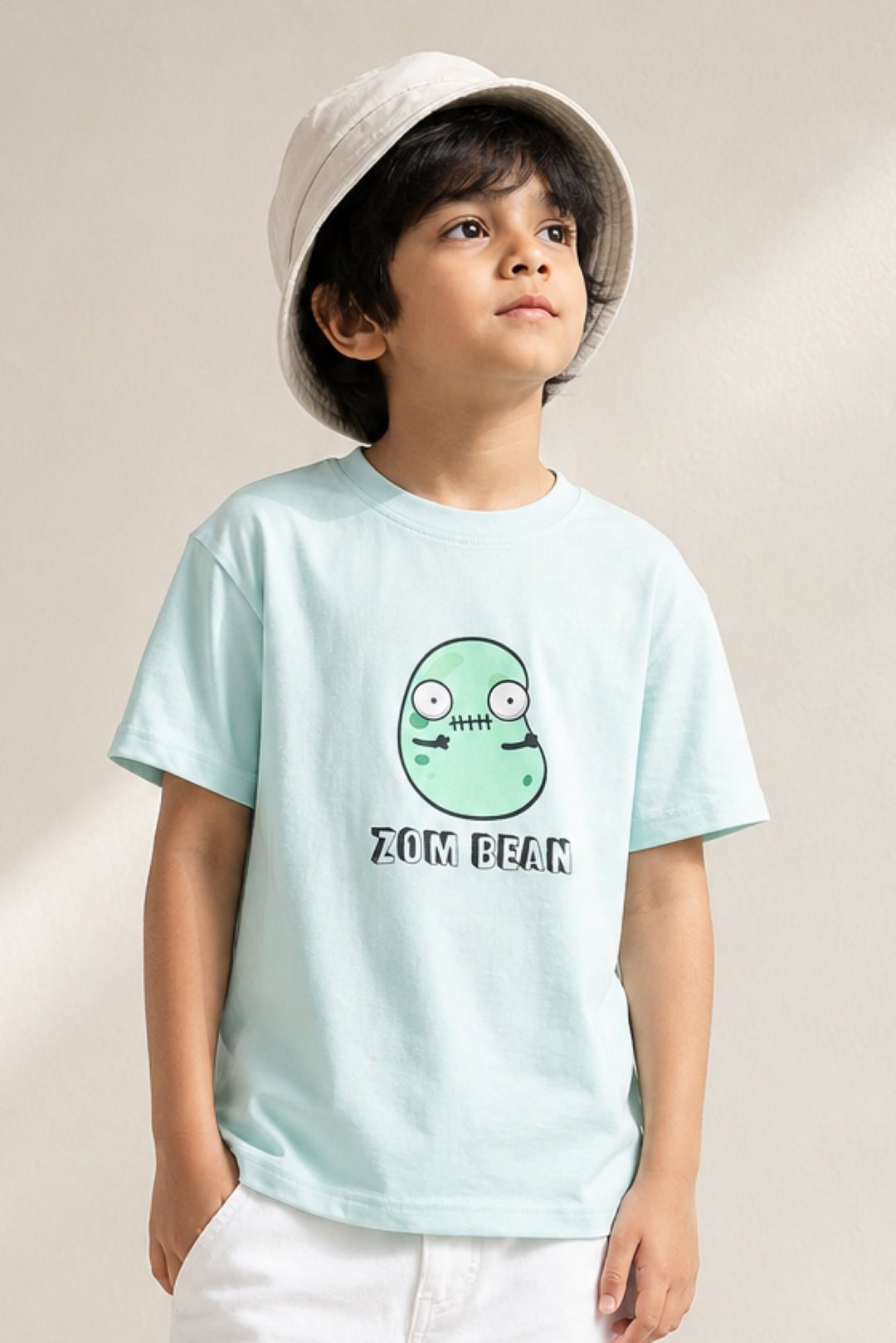 Boys Sky Blue Cotton Printed T-shirt