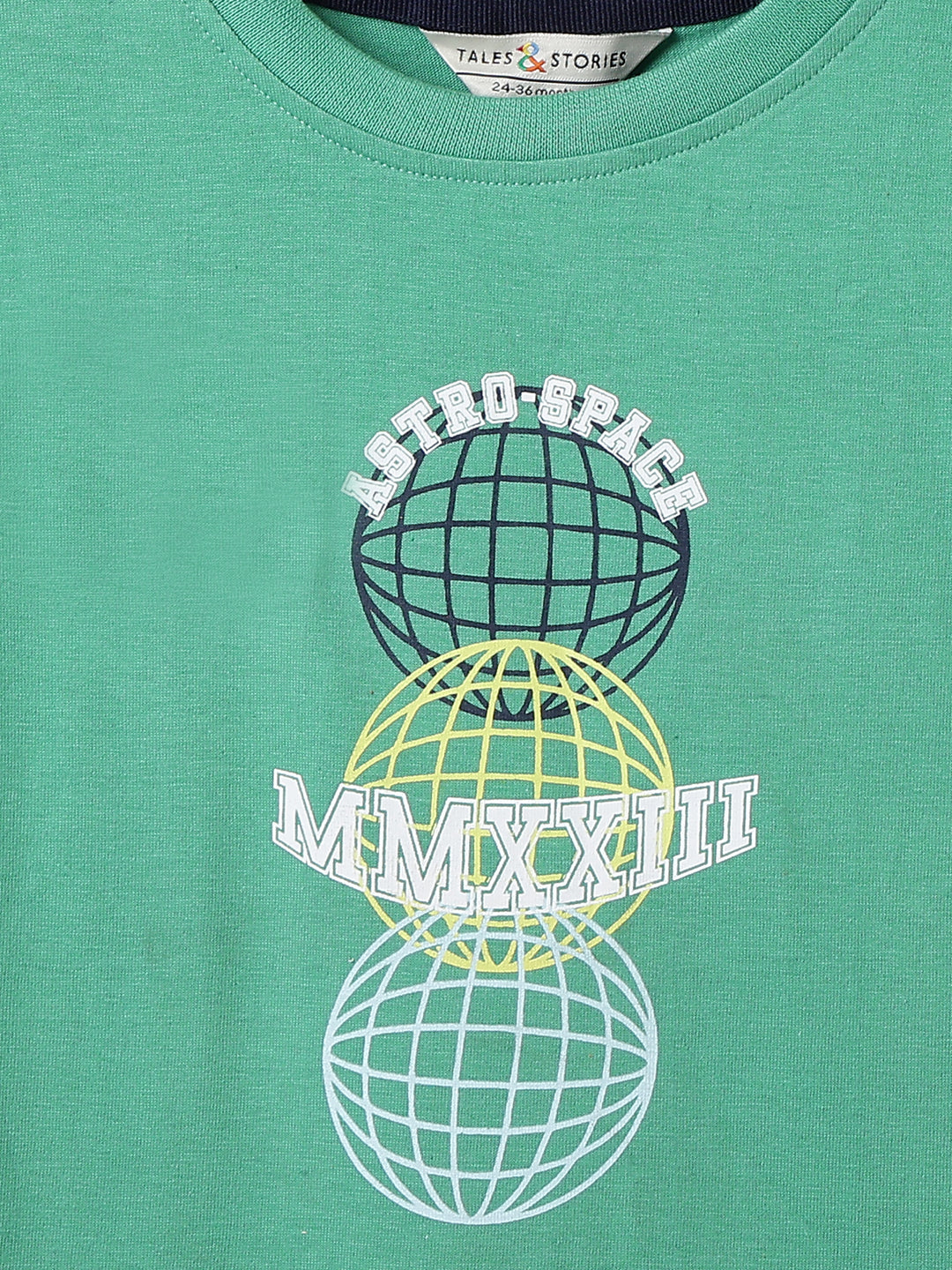 Boys Green 100% Cotton Printed T-shirt