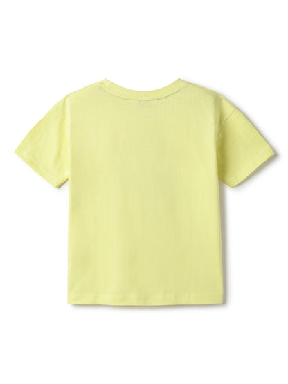Boys Cotton Light Green Printed T-Shirt