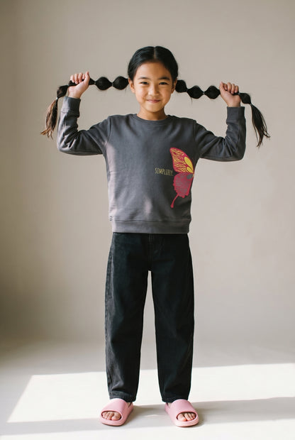 Girls Grey Printed Sweatshirt