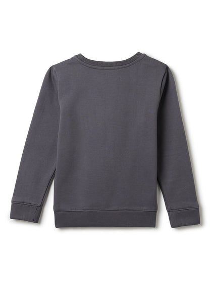 Girls Grey Printed Sweatshirt