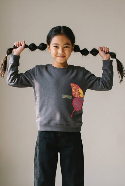 Girls Grey Printed Sweatshirt