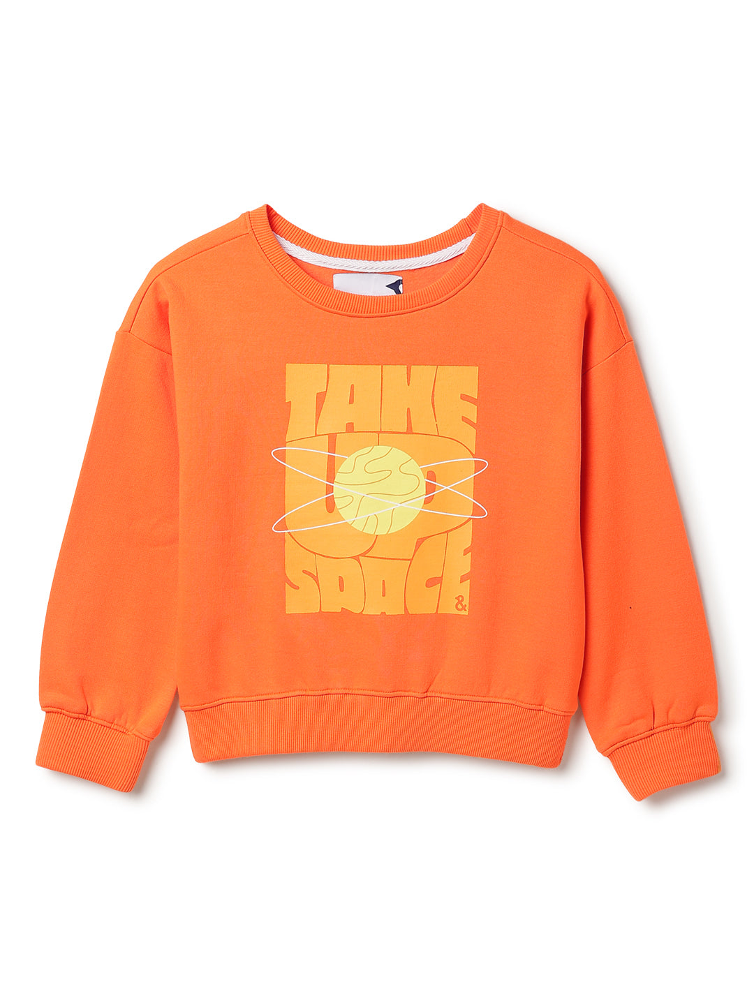 Boys Orange Printed Sweatshirt