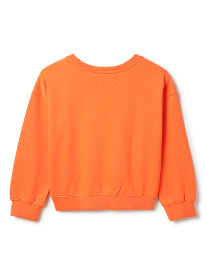 Boys Orange Printed Sweatshirt