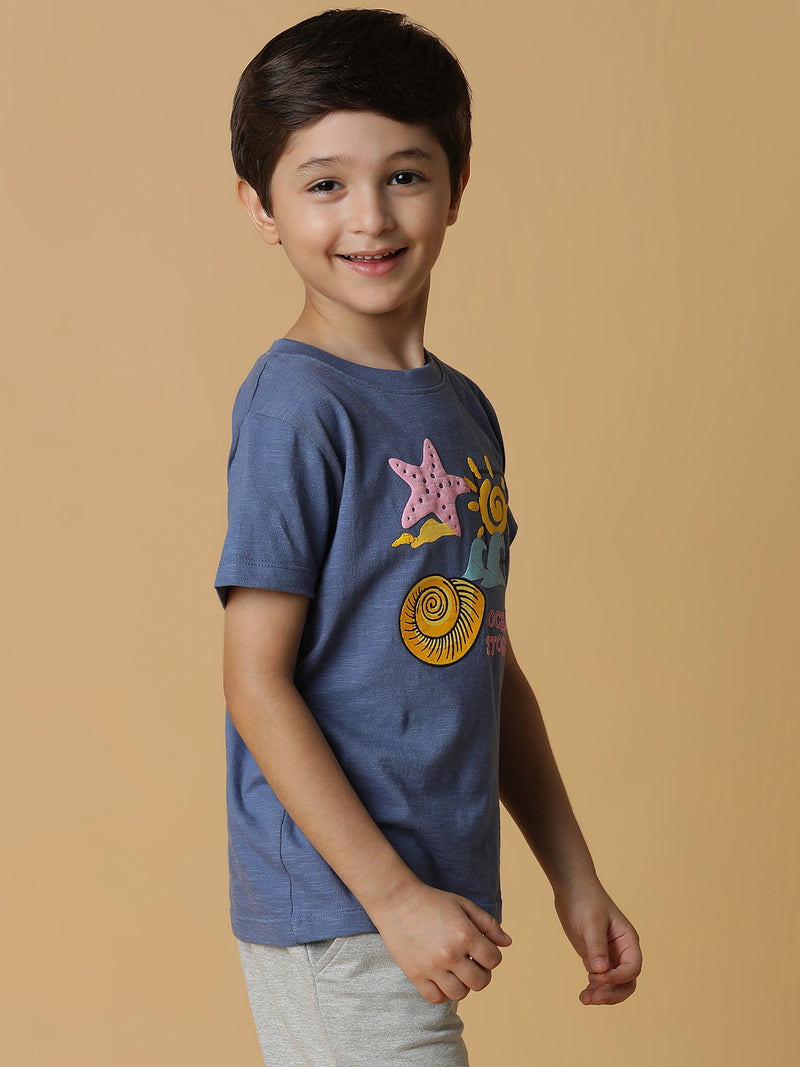 Boys Blue Printed T-Shirt