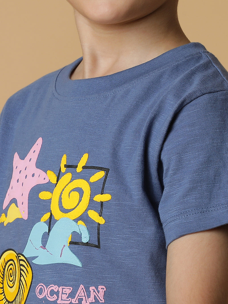 Boys Blue Printed T-Shirt