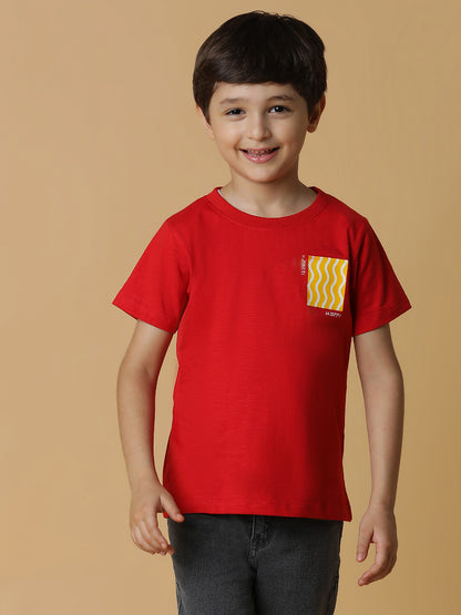 Boys Red Printed T-Shirt