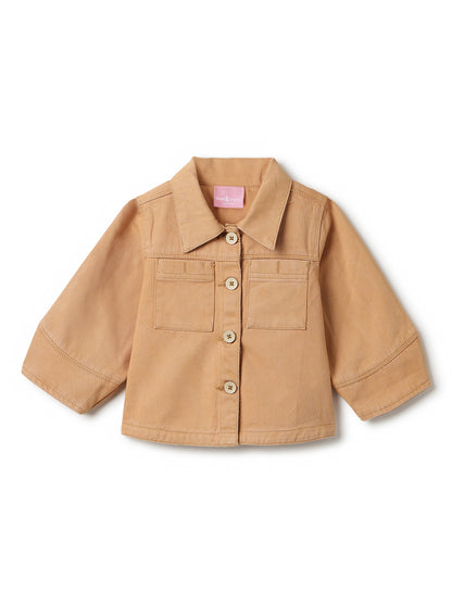 Girls Mustard Cotton Solid Co-ords Set