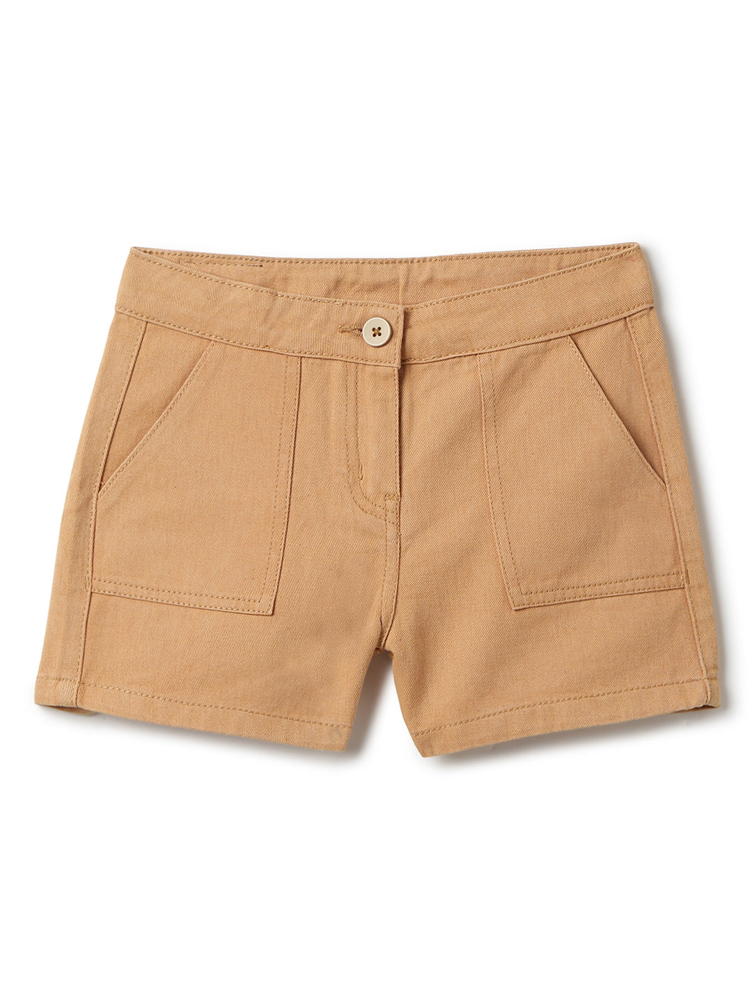 Girls Mustard Cotton Solid Co-ords Set