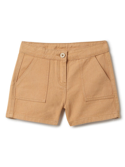 Girls Mustard Cotton Solid Co-ords Set