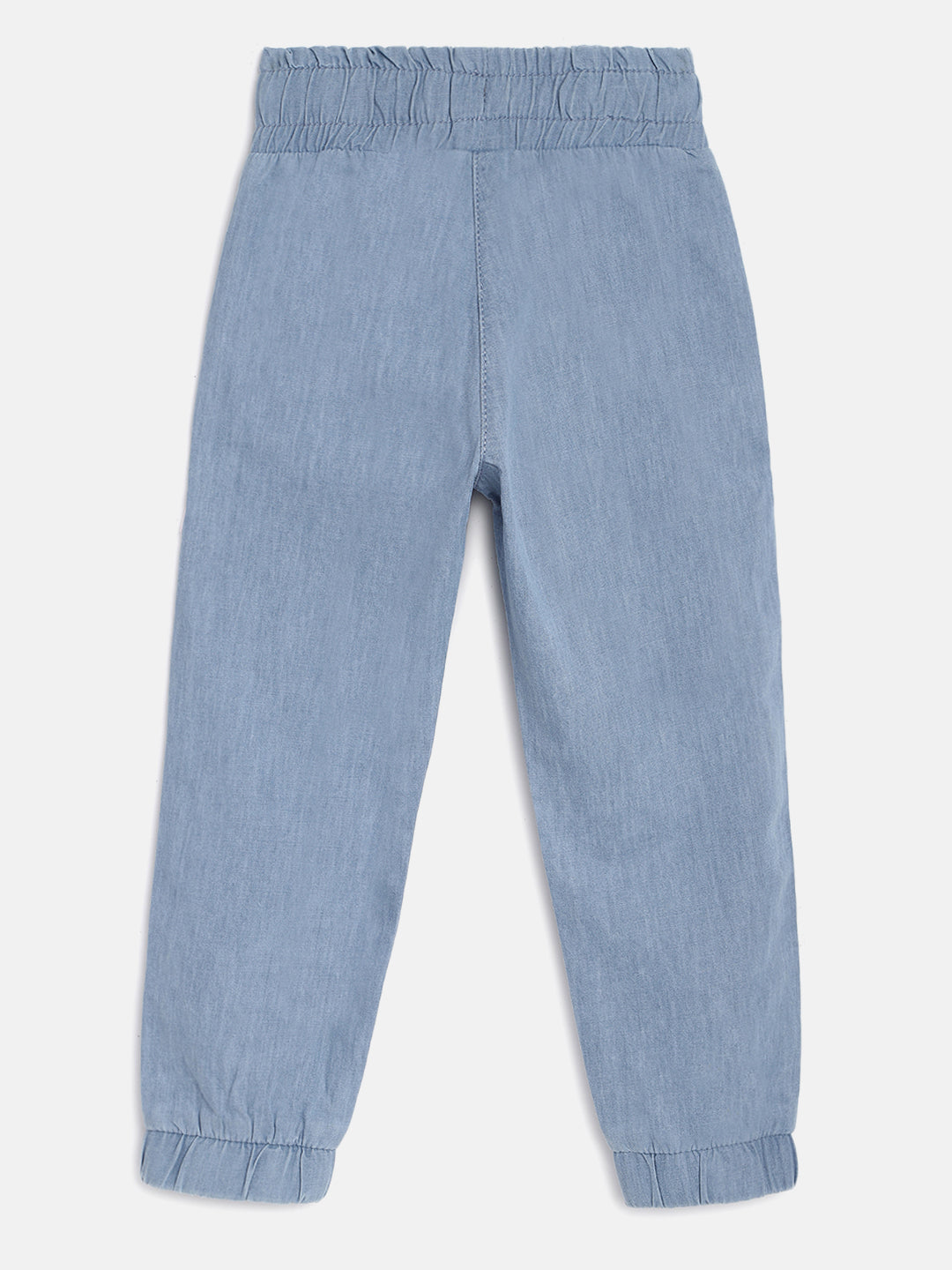 Girls Light Blue Cotton Joggers