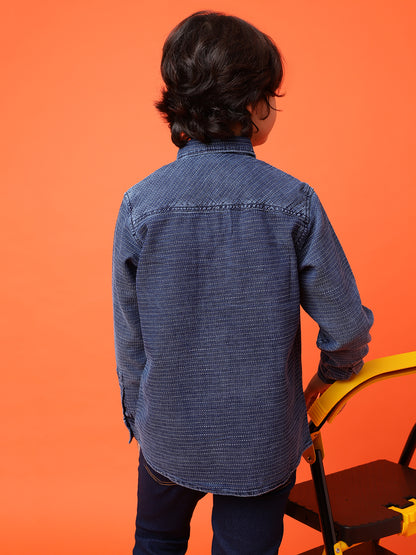 Boys Dark Blue Cotton Shirt