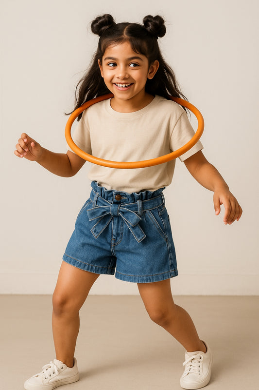 Girls Light Blue Denim Shorts