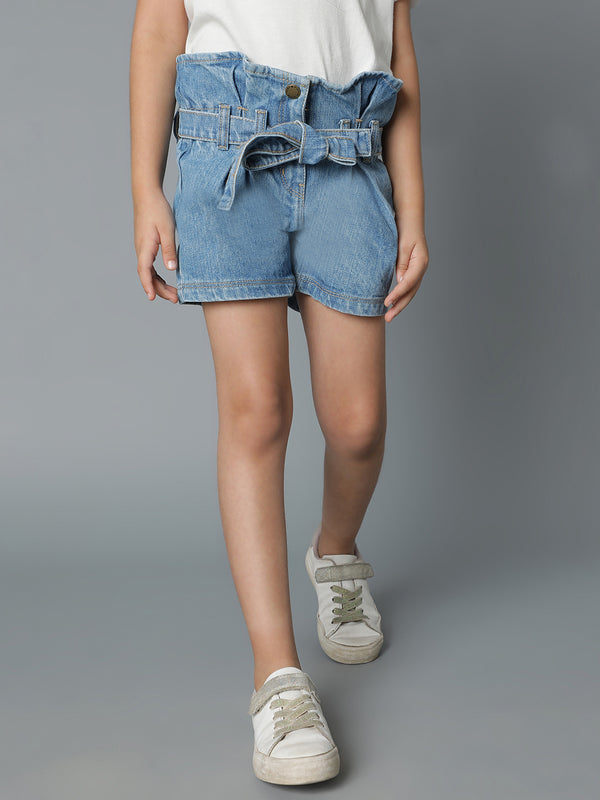 Girls Light Blue Denim Shorts