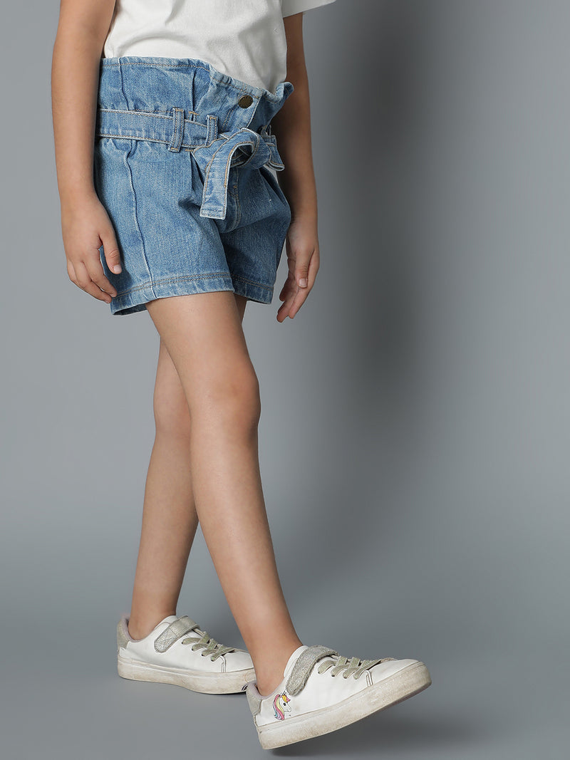 Girls Light Blue Denim Shorts