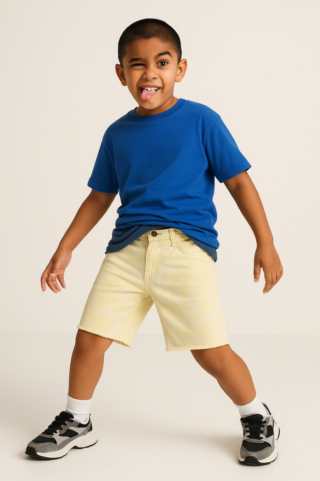 Girls Yellow Printed Shorts