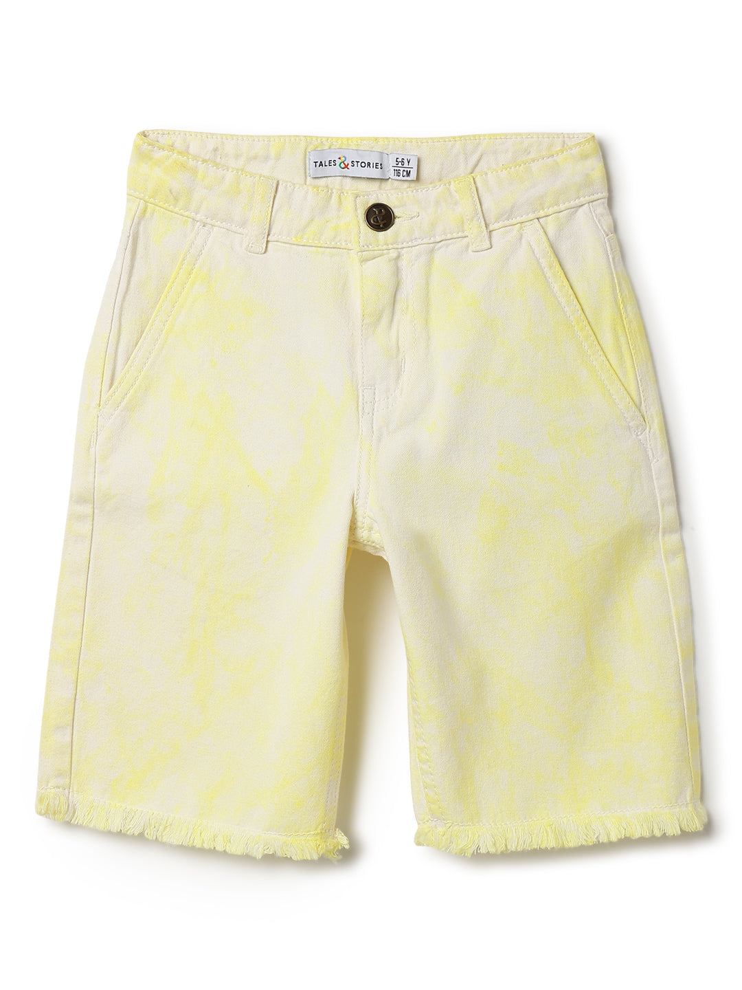 Girls Yellow Printed Shorts