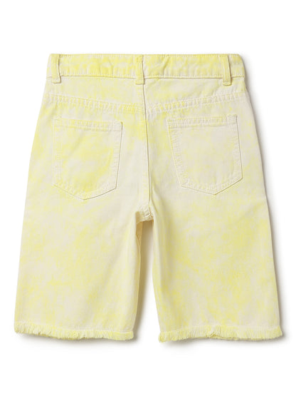 Girls Yellow Printed Shorts