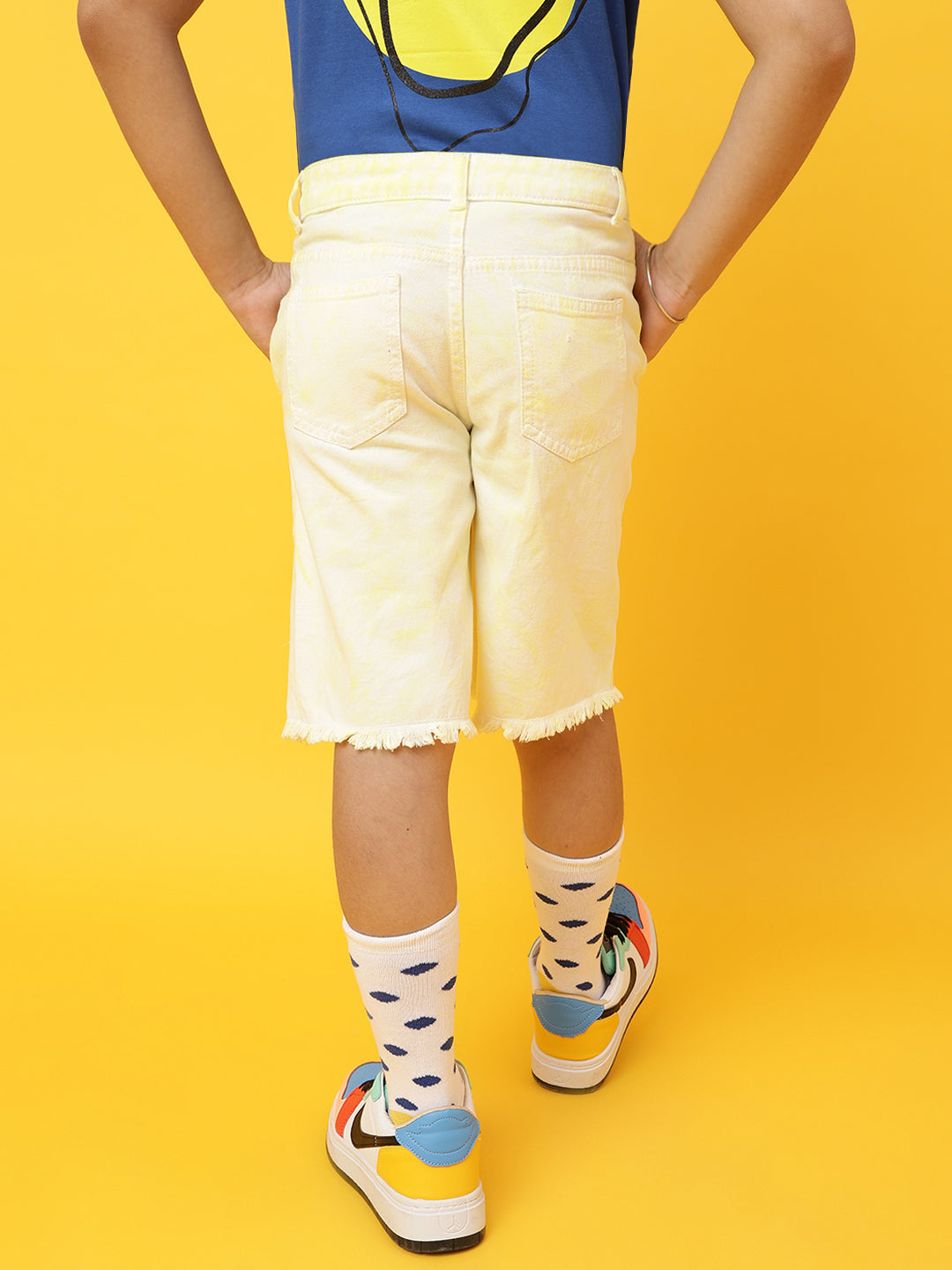 Girls Yellow Printed Shorts