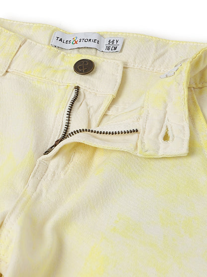 Girls Yellow Printed Shorts