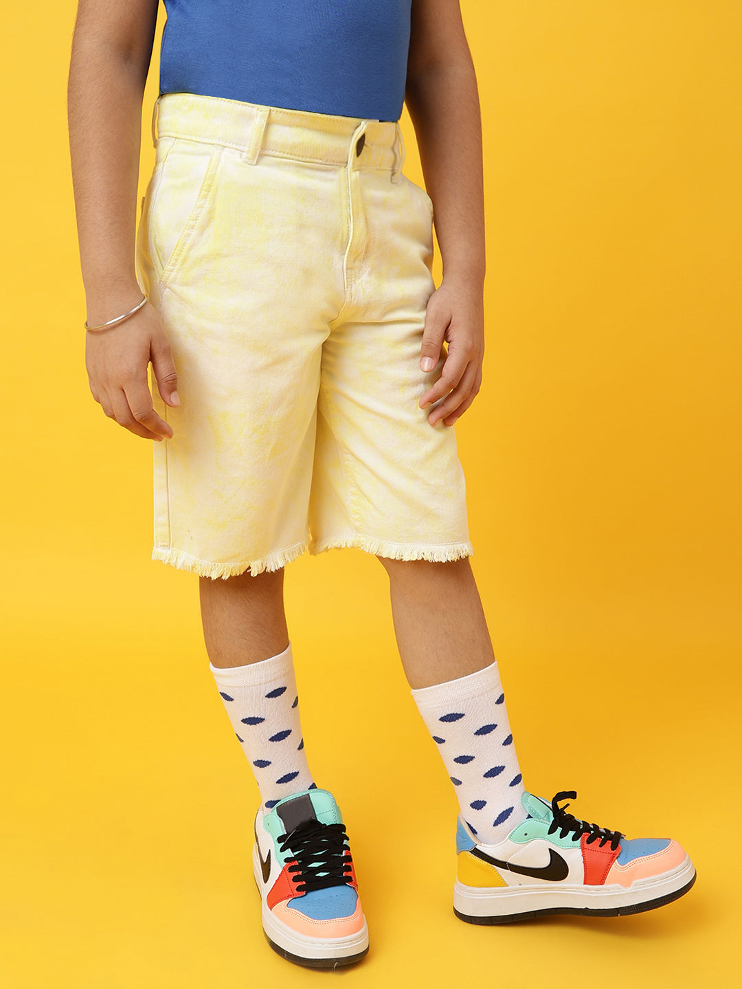 Girls Yellow Printed Shorts