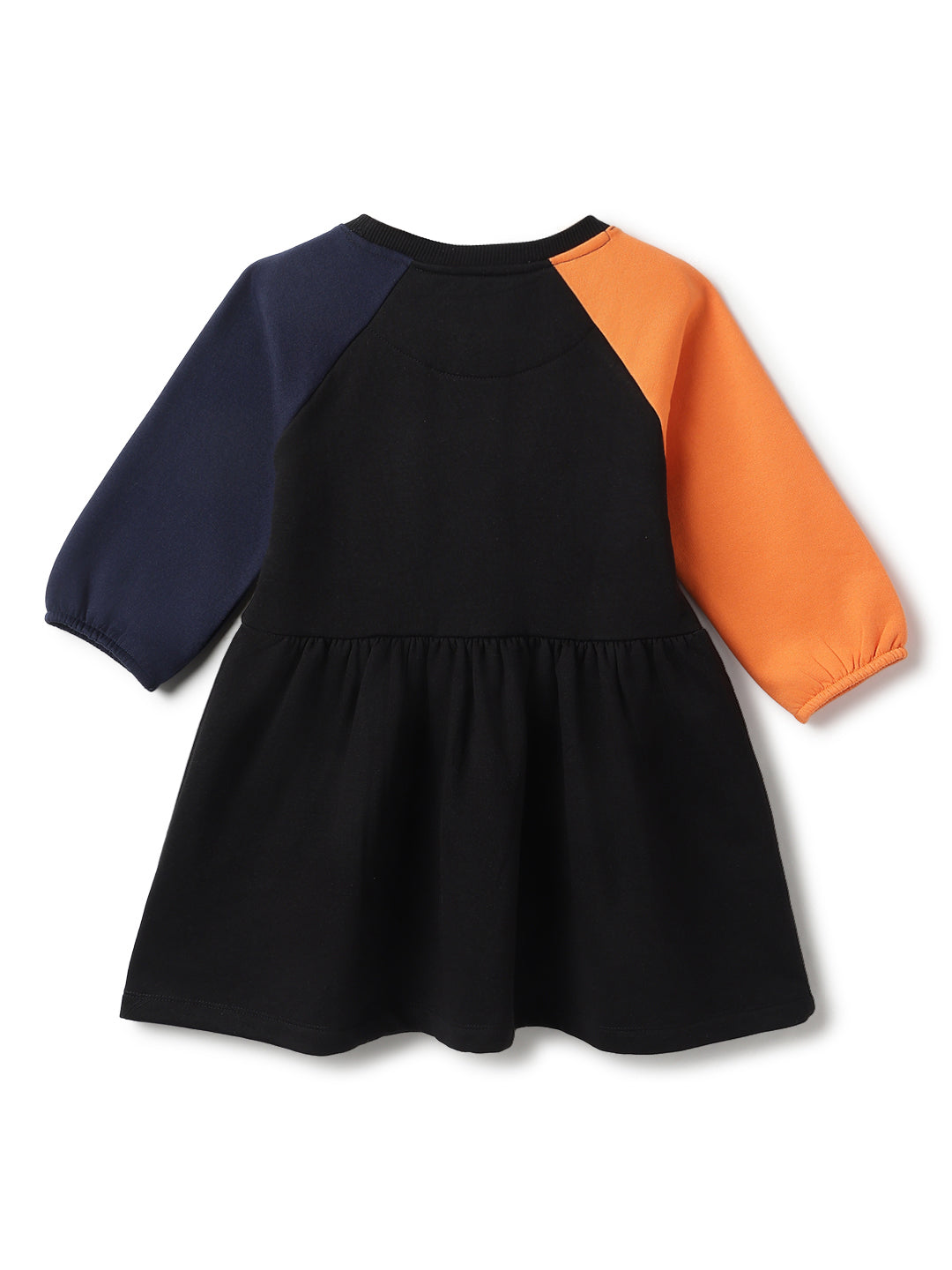 Girls Black Flared Knit Cotton Dress
