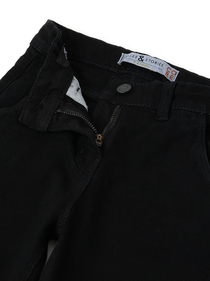Girls Black Flared Lycra Denim Jeans