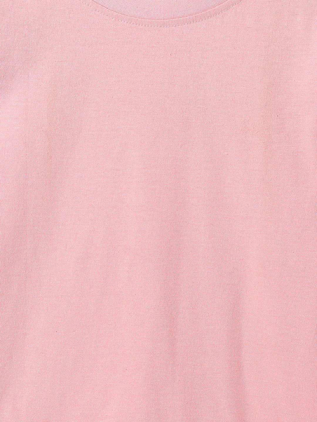 Boys Pink Cotton Solid T-Shirt