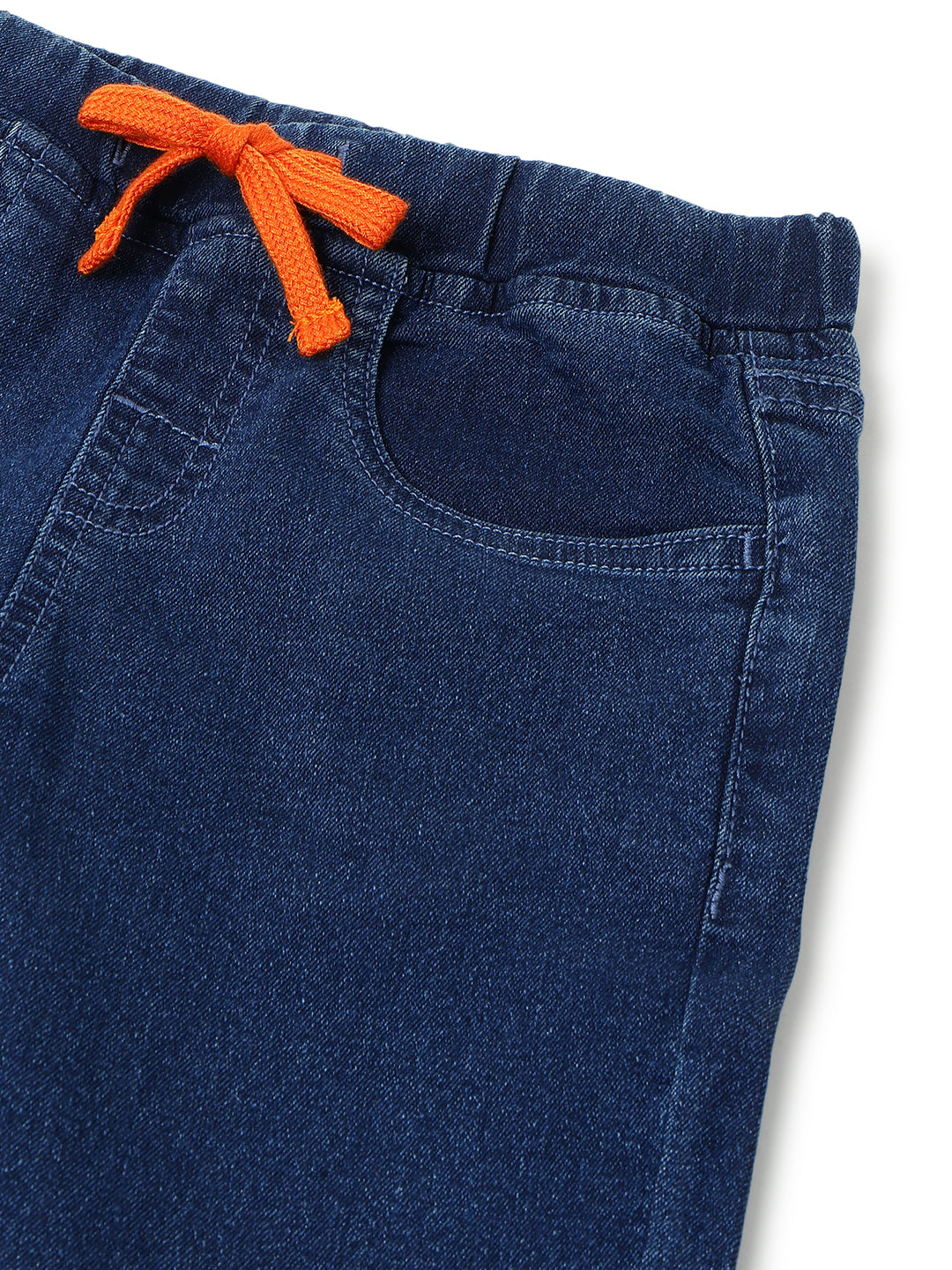 Boys Dark Blue Washed Lycra Joggers