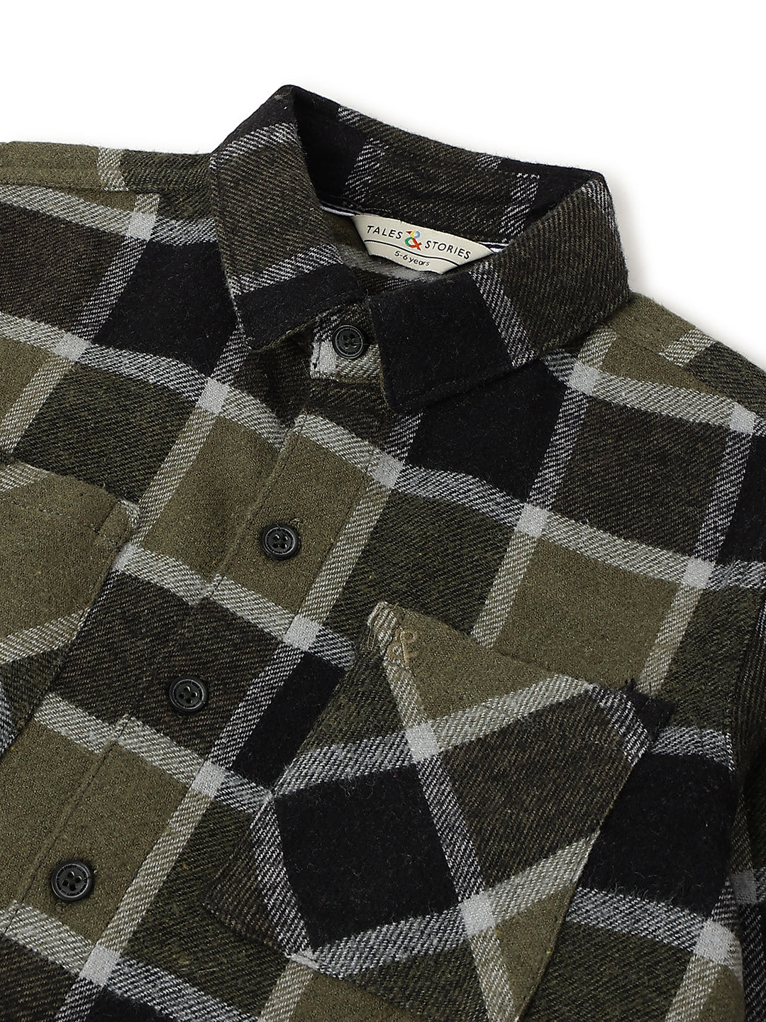 Boys Green Flannel Checked Shirt