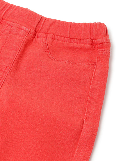 Girls Lycra Red Ankle Length Jengging