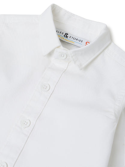 Boys Cotton White Shirt With Blue Denim Washed Baggy Fit Jeans