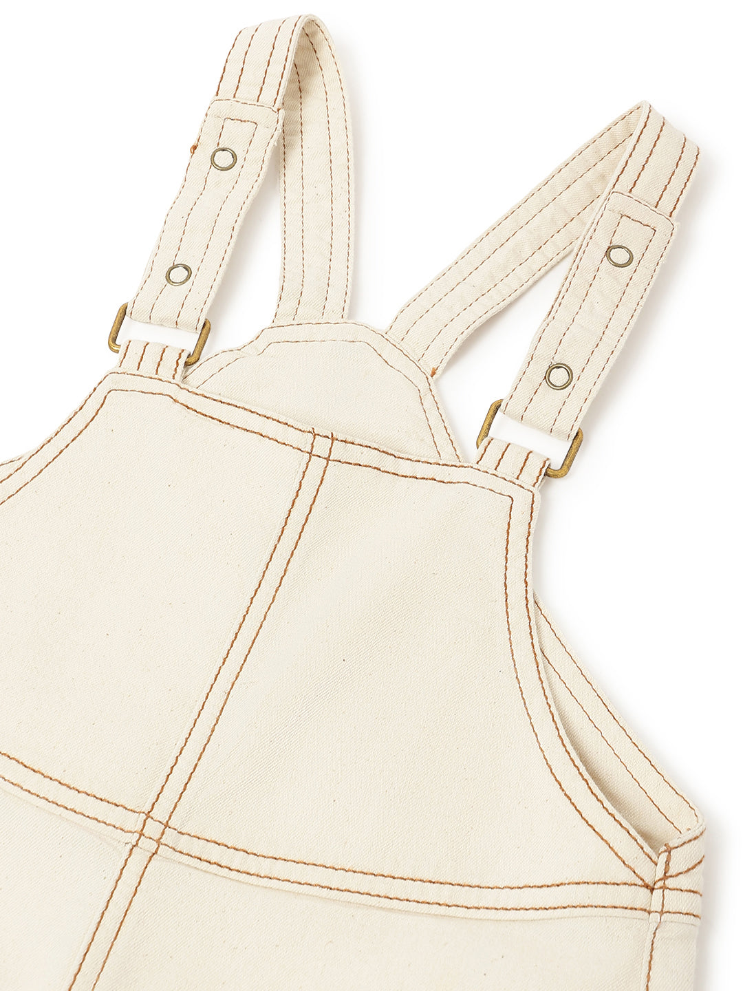 Boys & Girls Lycra Cream Overdyed  Dungaree