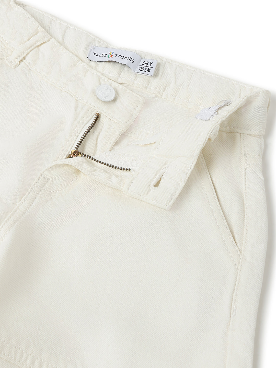 Unisex Solid White Cotton Baggy Cargo Pants
