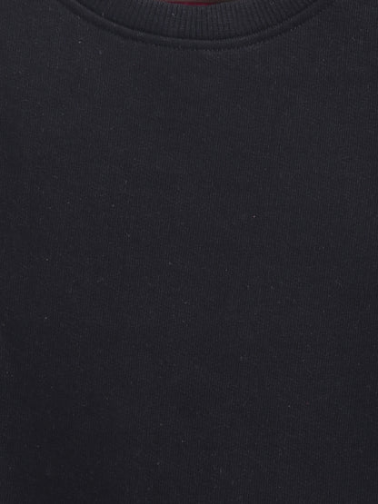 Girls Black Solid Pure Cotton Long Sleeves Sweatshirt