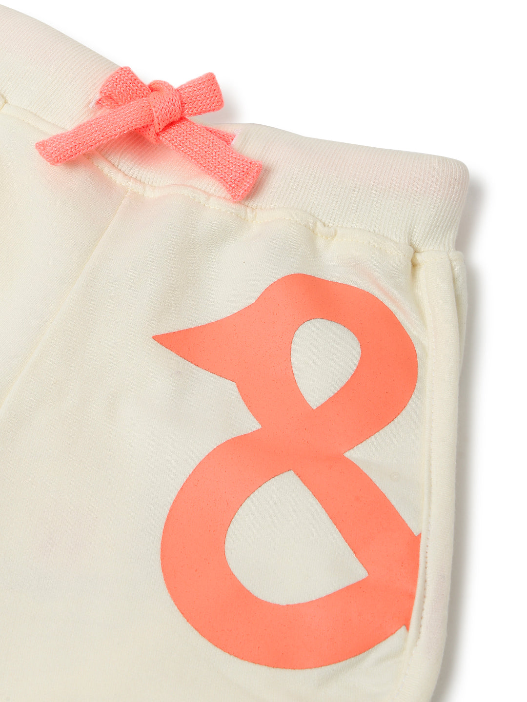 Girls White Cotton Regular Fit Print Shorts