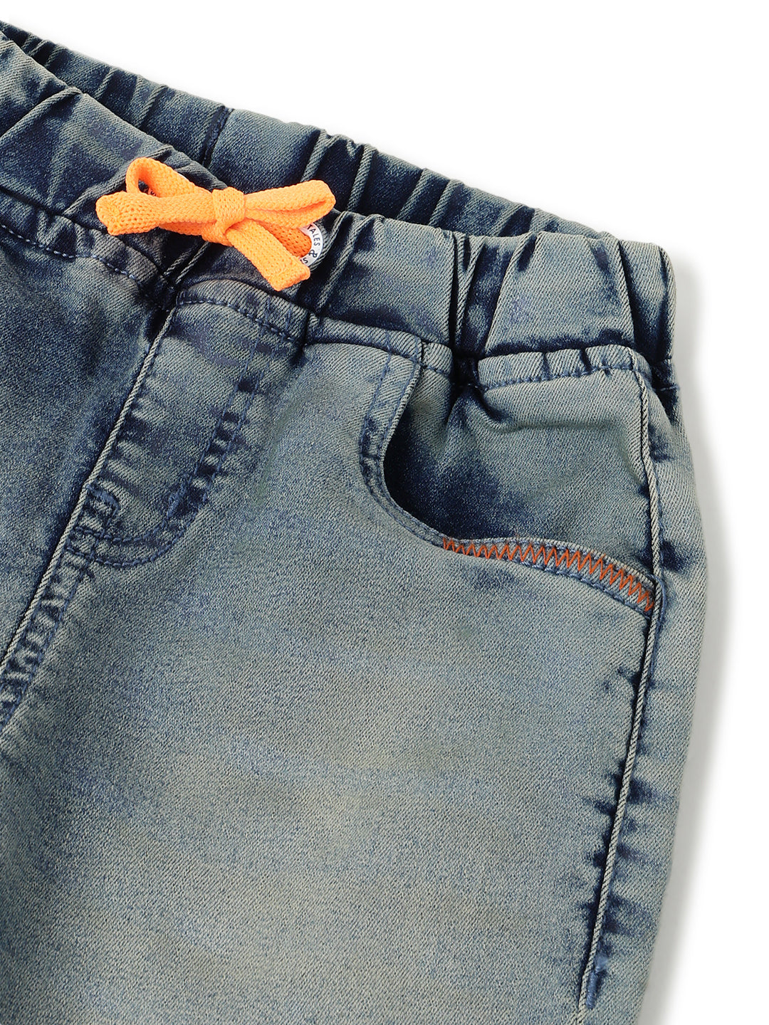 Boys Blue Lycra Solid Denim Joggers