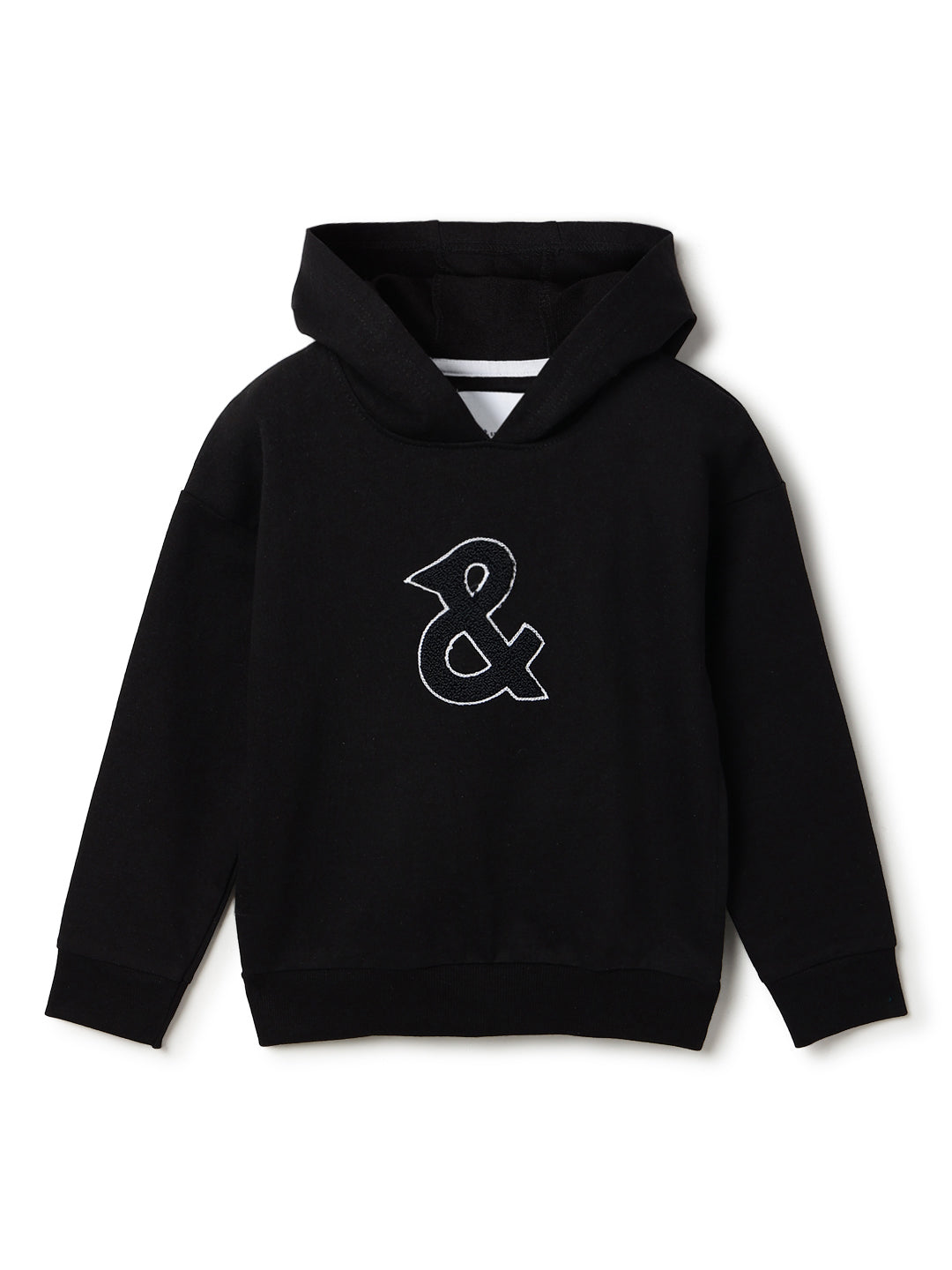 Unisex Black Solid Fleece Hooded Co-ord Set