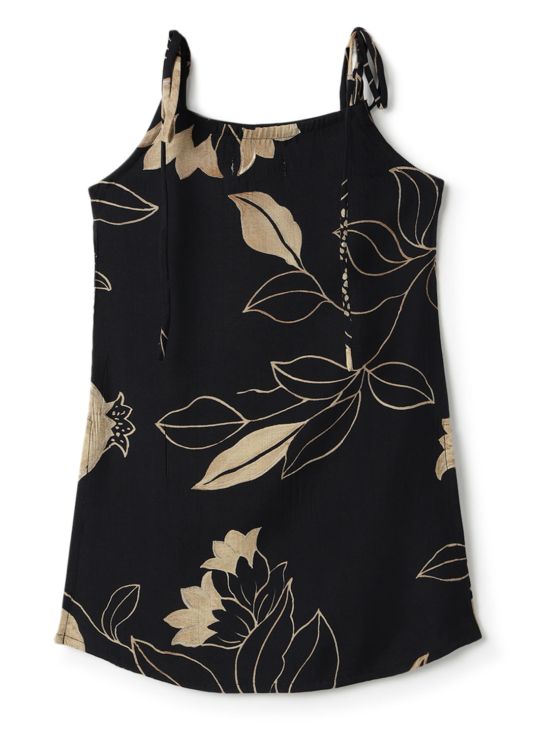 Girls Black Printed Viscose Kurta Set