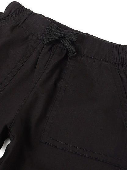 Boys & Girls Cotton Black Solid Trouser