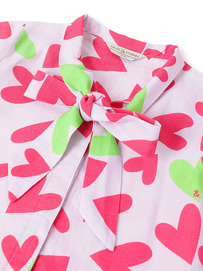 Girls Cotton Pink Printed Top